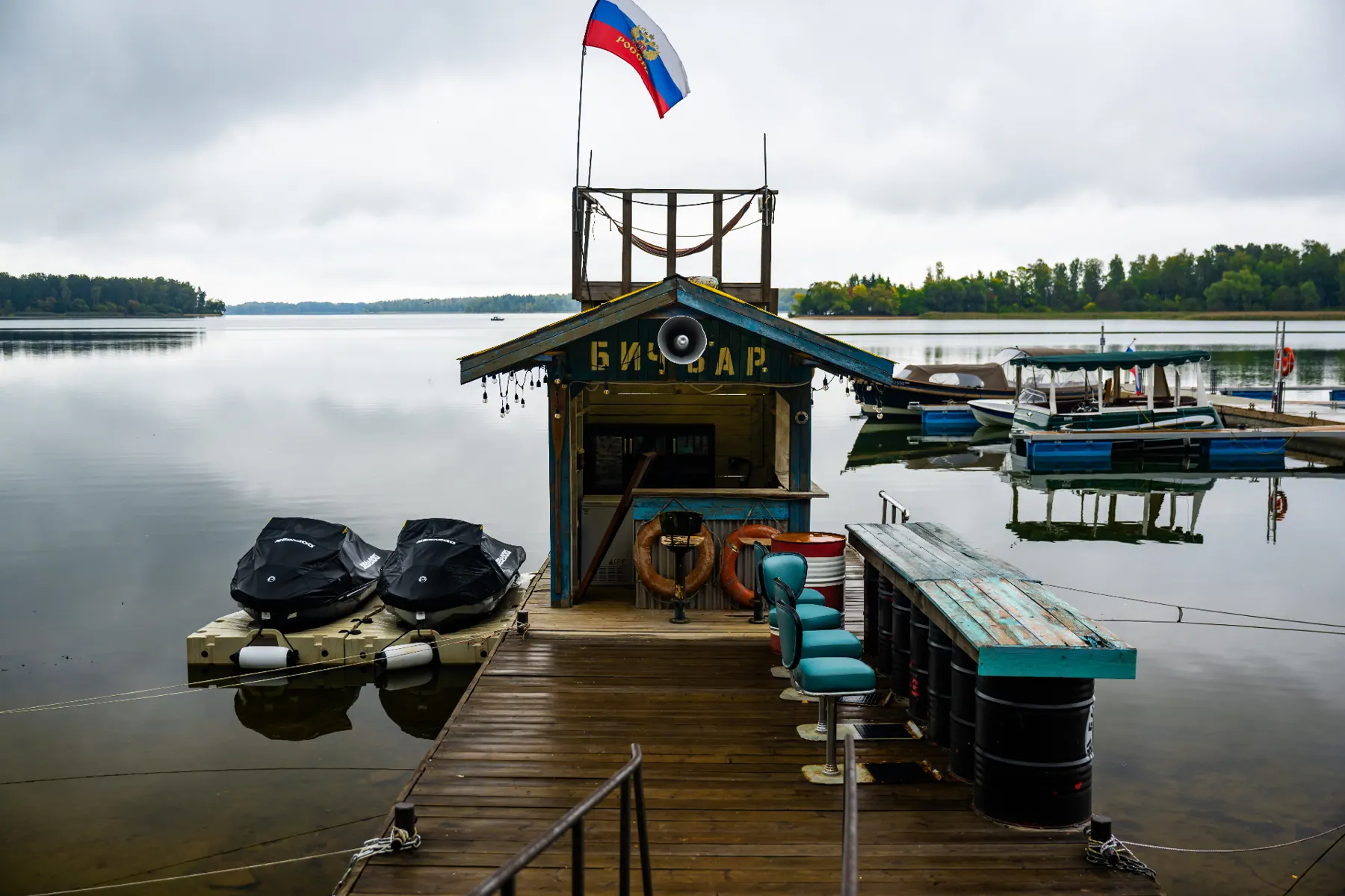 Beach bar on the water at Berta Village